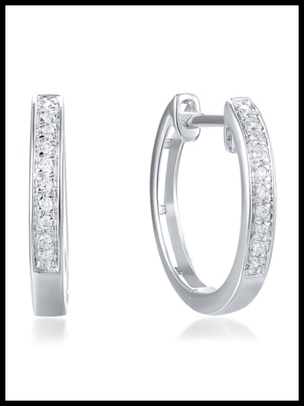 10K Solid Gold Genuine Diamond Dainty Huggie Hoop Earrings for Women